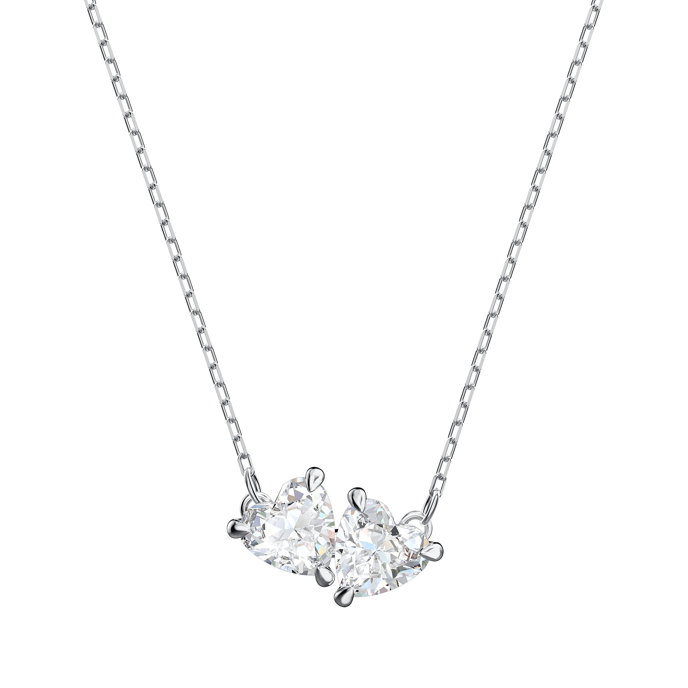 Swarovski Attract Soul Necklace With Square Cut Clear And Pink Crystal On A  Rhodium Plated Setting With Matching Chain in Metallic - Lyst