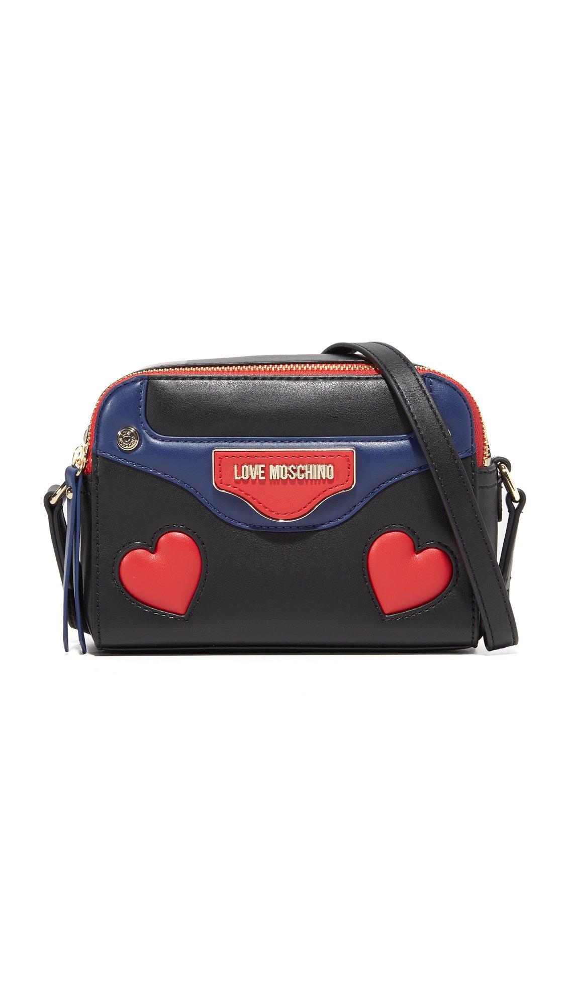 JC4102 BORSA CLUTCH TRACOLLA POCHETTE NERA BLU CUORI ROSSI di Love