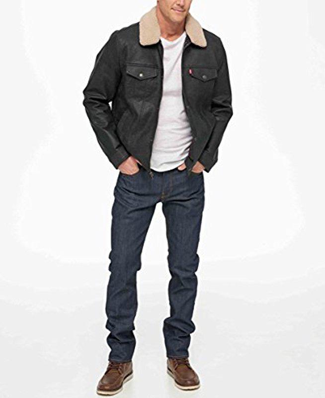 levi's men's buffed cow faux leather sherpa trucker
