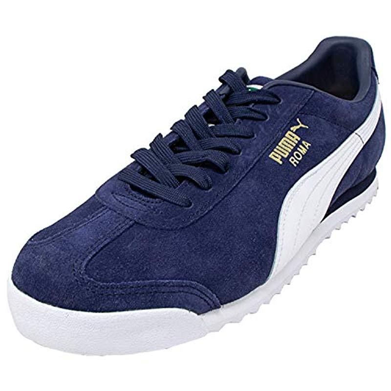 PUMA Roma Suede Fashion Sneaker in Blue for Men - Lyst