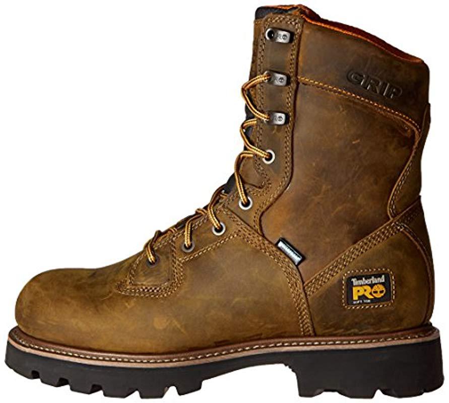 Timberland Leather 8" Crosscut Waterproof Softtoe Logger Work Boot in
