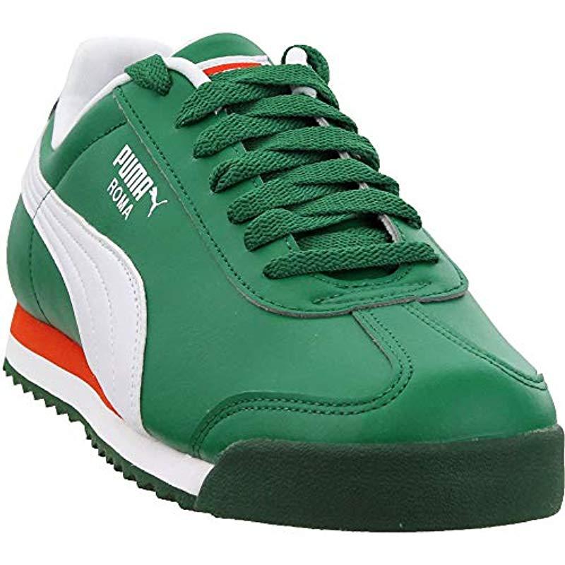 PUMA Leather Roma Basic Fashion Sneaker in Green for Men - Save 42% - Lyst