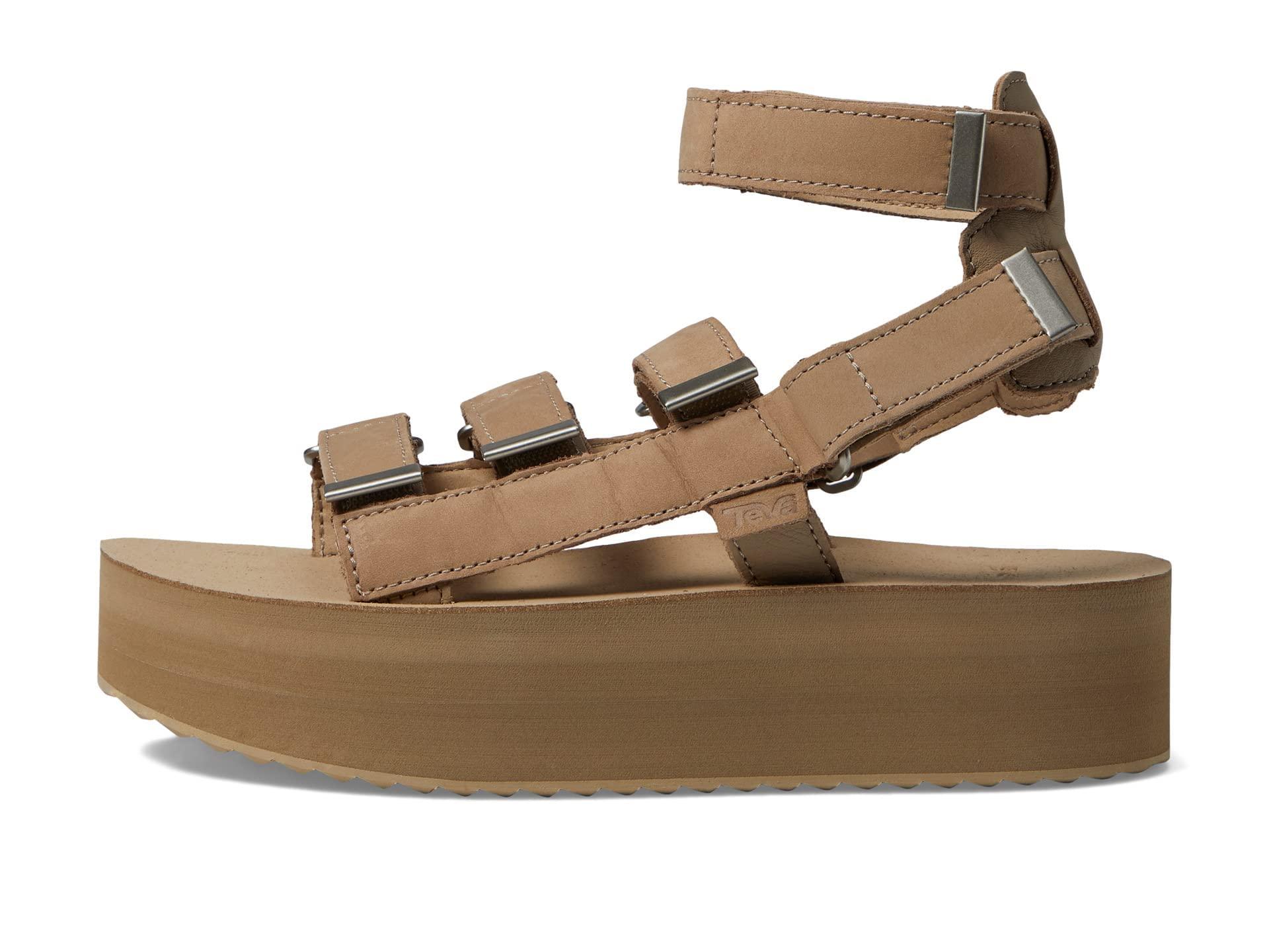 Teva Flatform Mevia Leather Sandal in Metallic Lyst