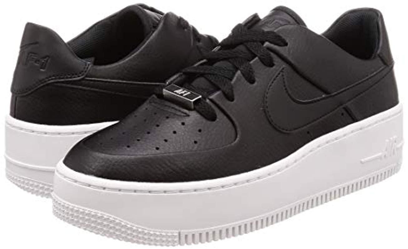 Nike Leather Air Force 1 Sage Low Basketball Shoes in Black | Lyst UK