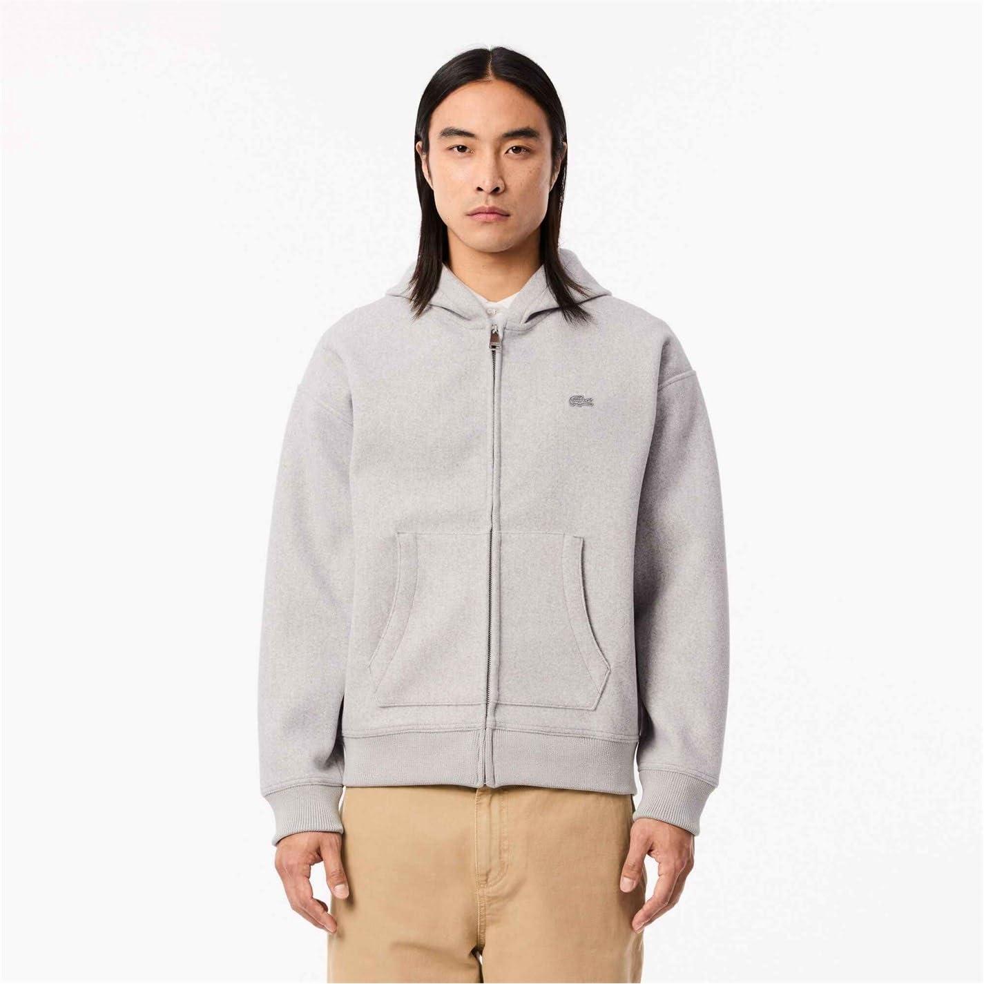 Lacoste Loose Fit Zip Up Hoodie in Grey for Men Lyst UK