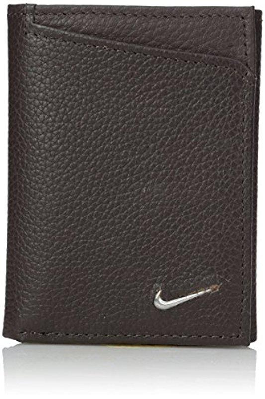 Nike Leather Pebble Trifold Wallet in Brown for Men - Lyst