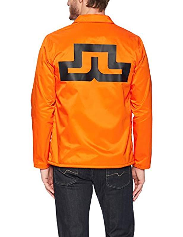 J.Lindeberg Logo Coach Jacket in Orange for Men - Lyst
