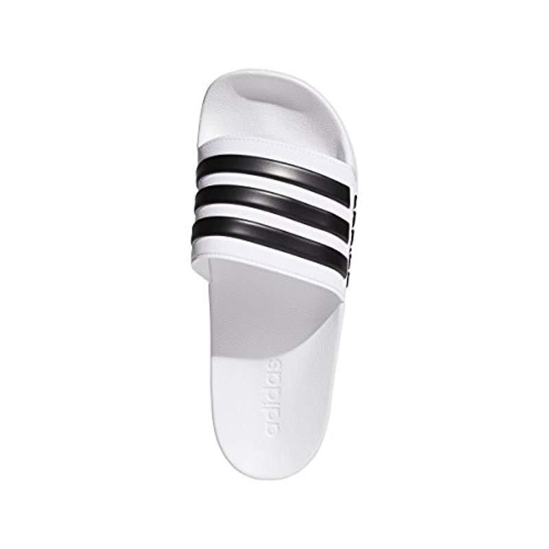 adidas cloudfoam slides black and white