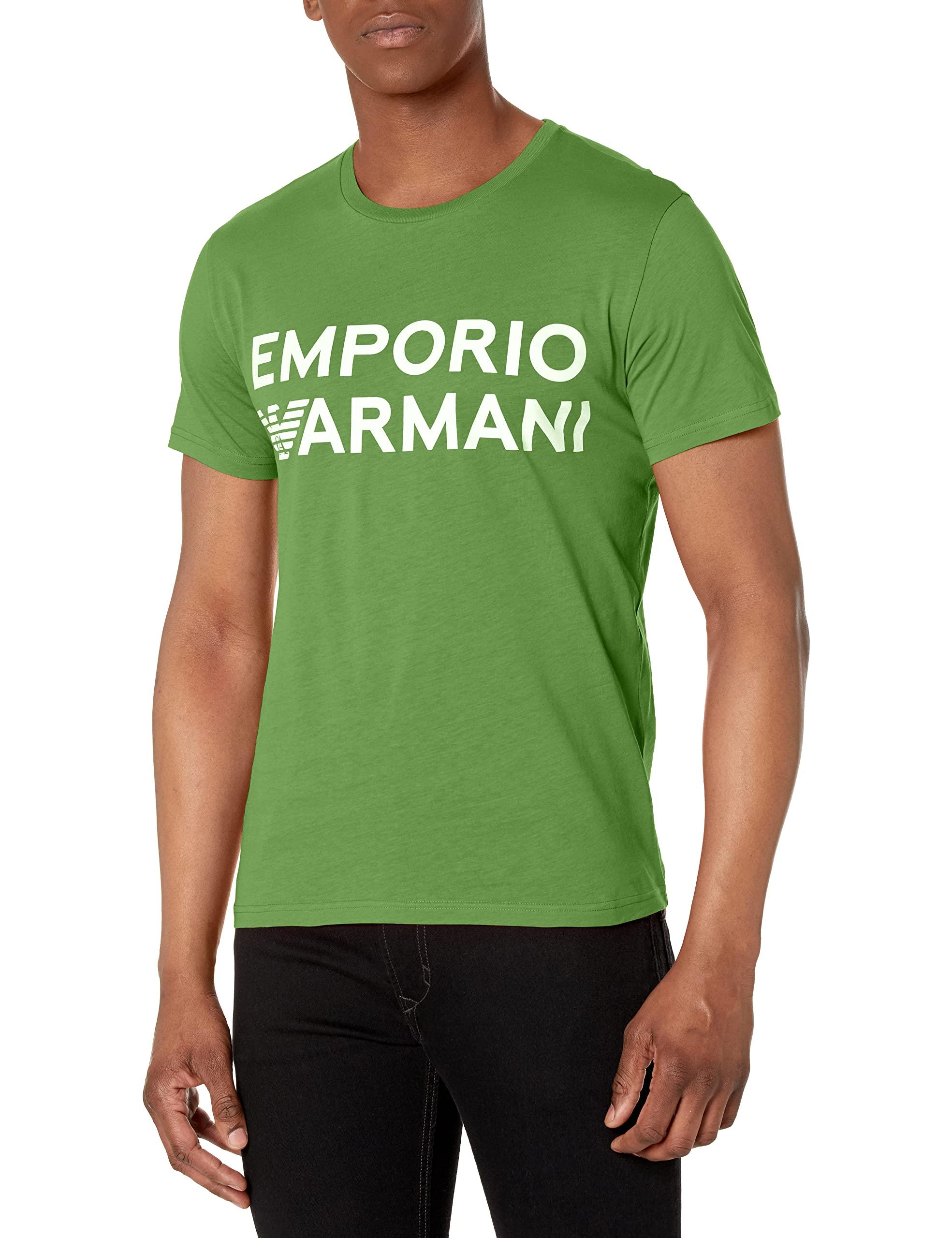 Emporio Armani Logo Band Crew Neck T-shirt in Green for Men | Lyst