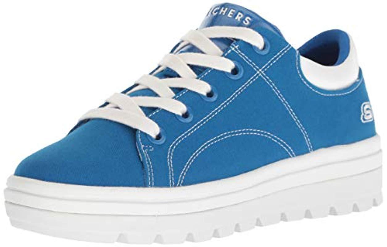 Skechers Street Cleat. Canvas Contrast Stitch Lace Up Sneaker in Blue | Lyst