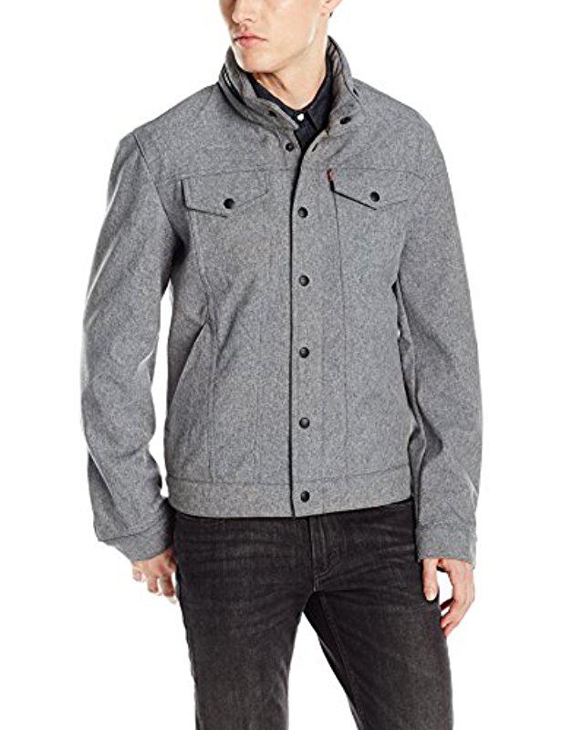 Levi's Mens Soft Shell Stand Collar Commuter Trucker Transitional Jacket in  Gray for Men | Lyst