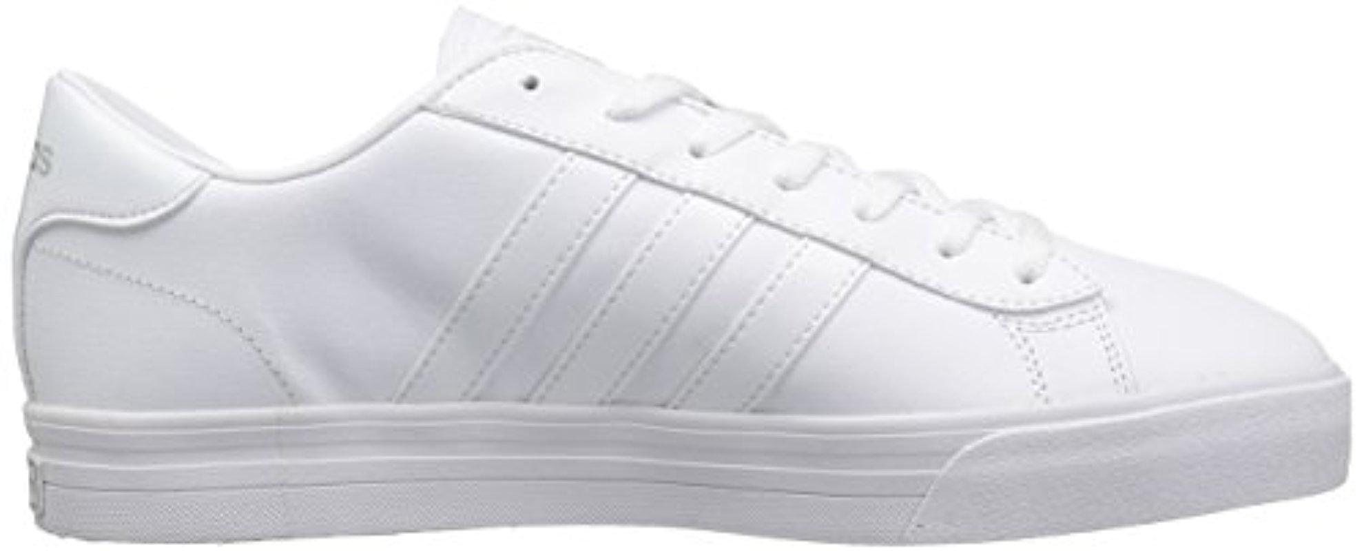 adidas Leather Cloudfoam Super Daily Sneakers in White/Silver (White ...