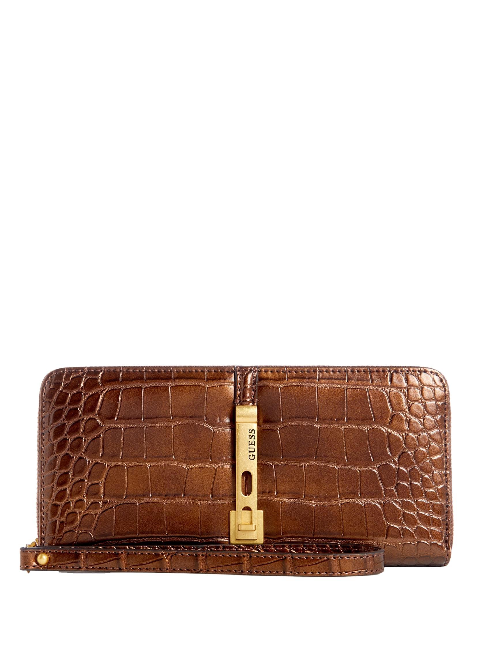 Guess James Large Zip Around Wallet in Brown | Lyst