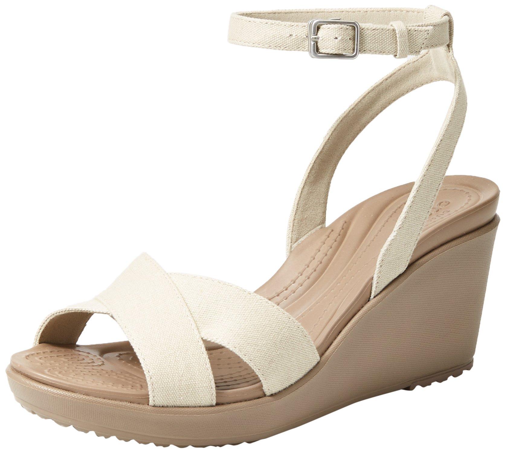 Crocs™ Leigh Ii Crossstrap Ankle Wedge in Natural | Lyst