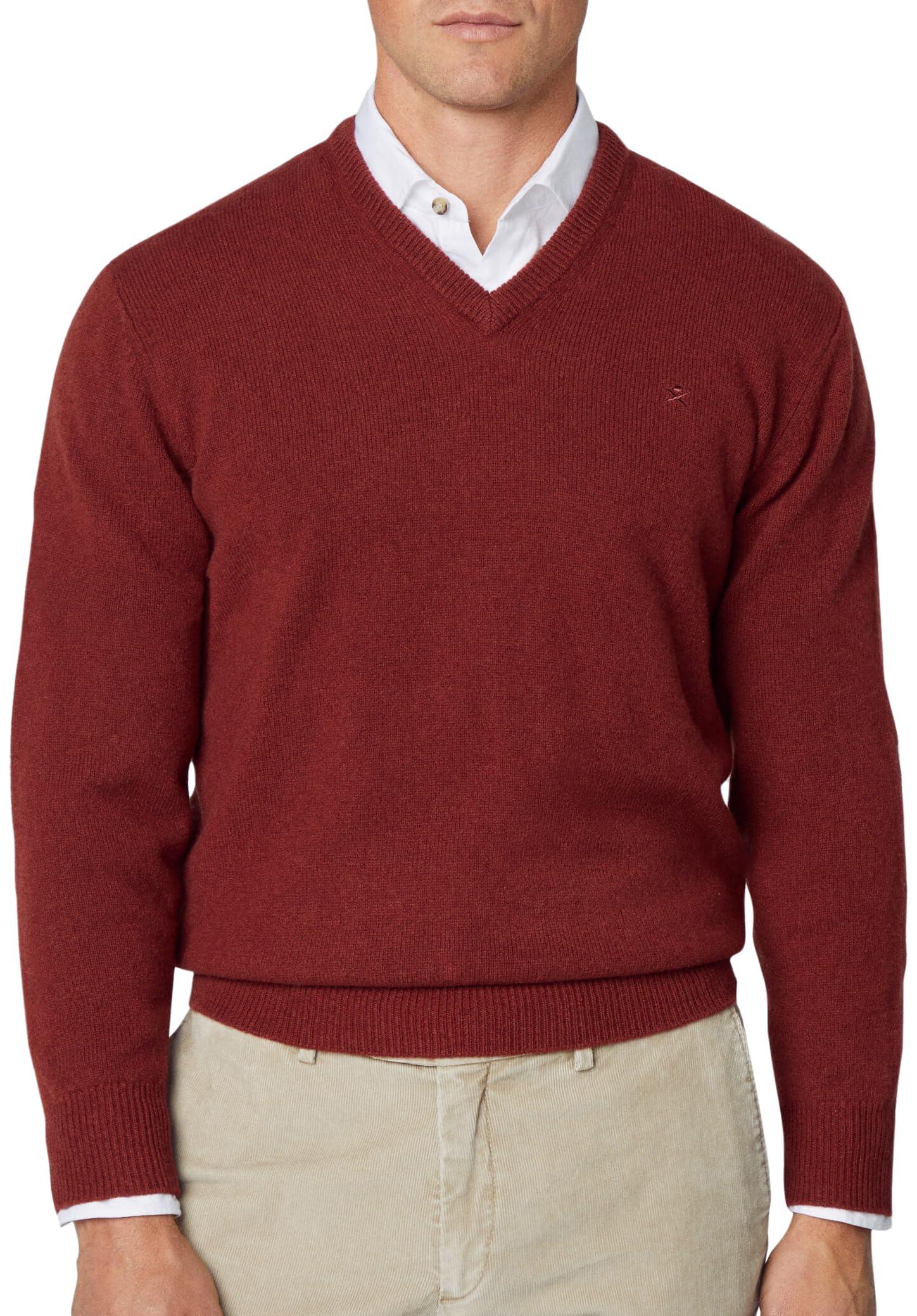 Hackett Lambswool V Neck Pullover Sweater in Red for Men | Lyst UK