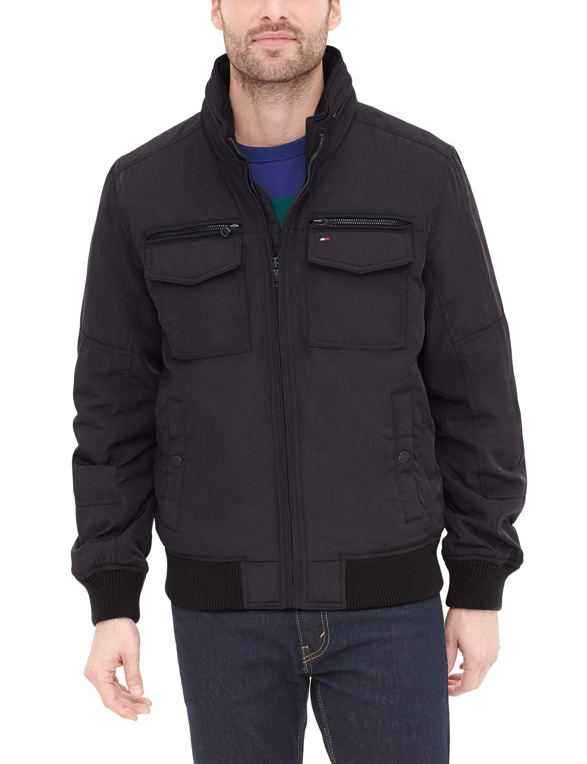 Tommy Hilfiger Leather Water And Wind Resistant Performance Bomber