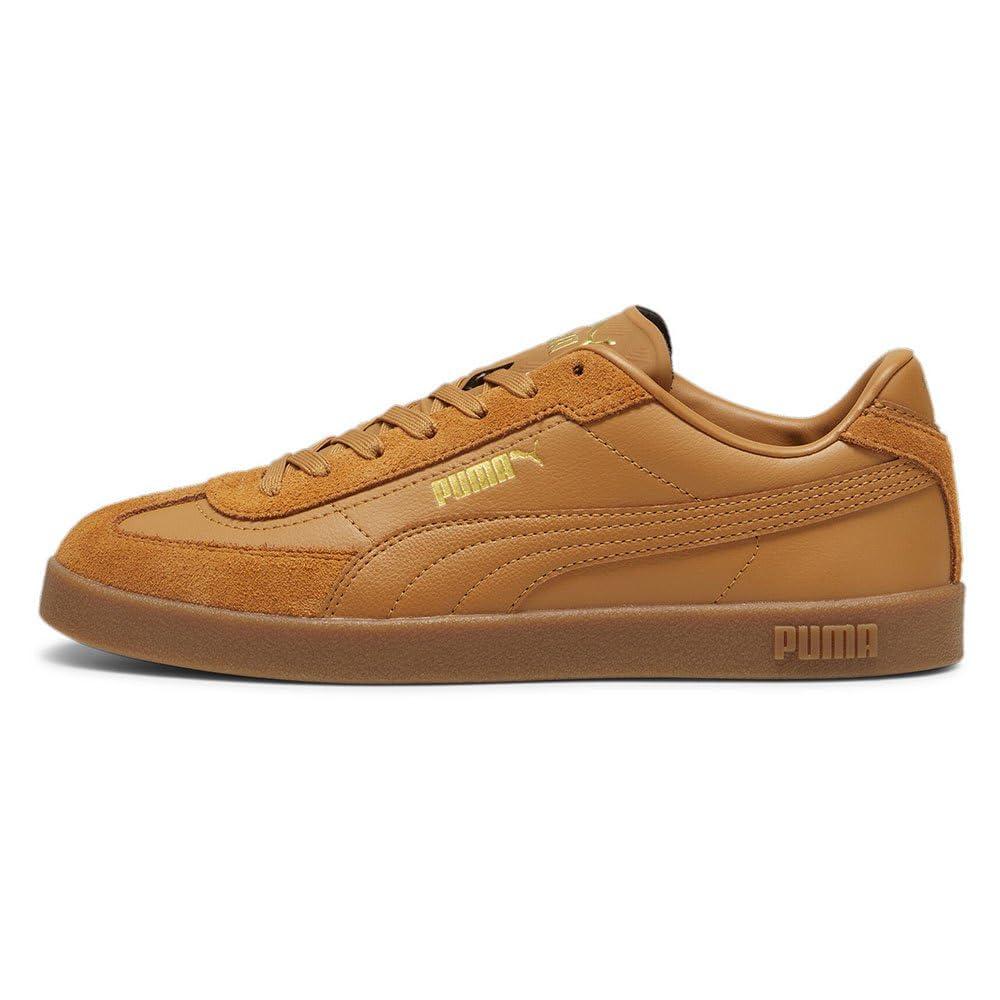 Brown leather puma sneakers discount