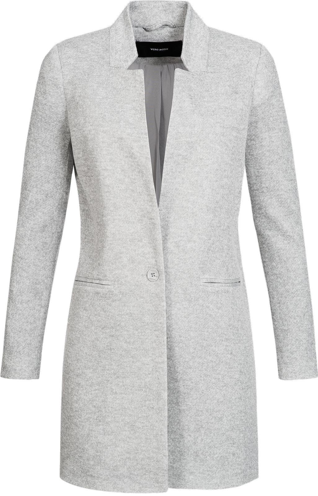 Moda Vmjune W/l Long Blazer Dnm Noos Plain Trenchcoat Long Sleeve Coat in Grey (Light Melange Light g (Grey) - Lyst