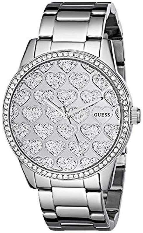 Guess U0536l2 Silver-tone Watch With Glitzy Heart Dial in Metallic - Lyst