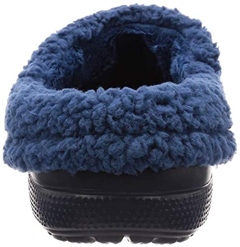 navy blue crocs with fur