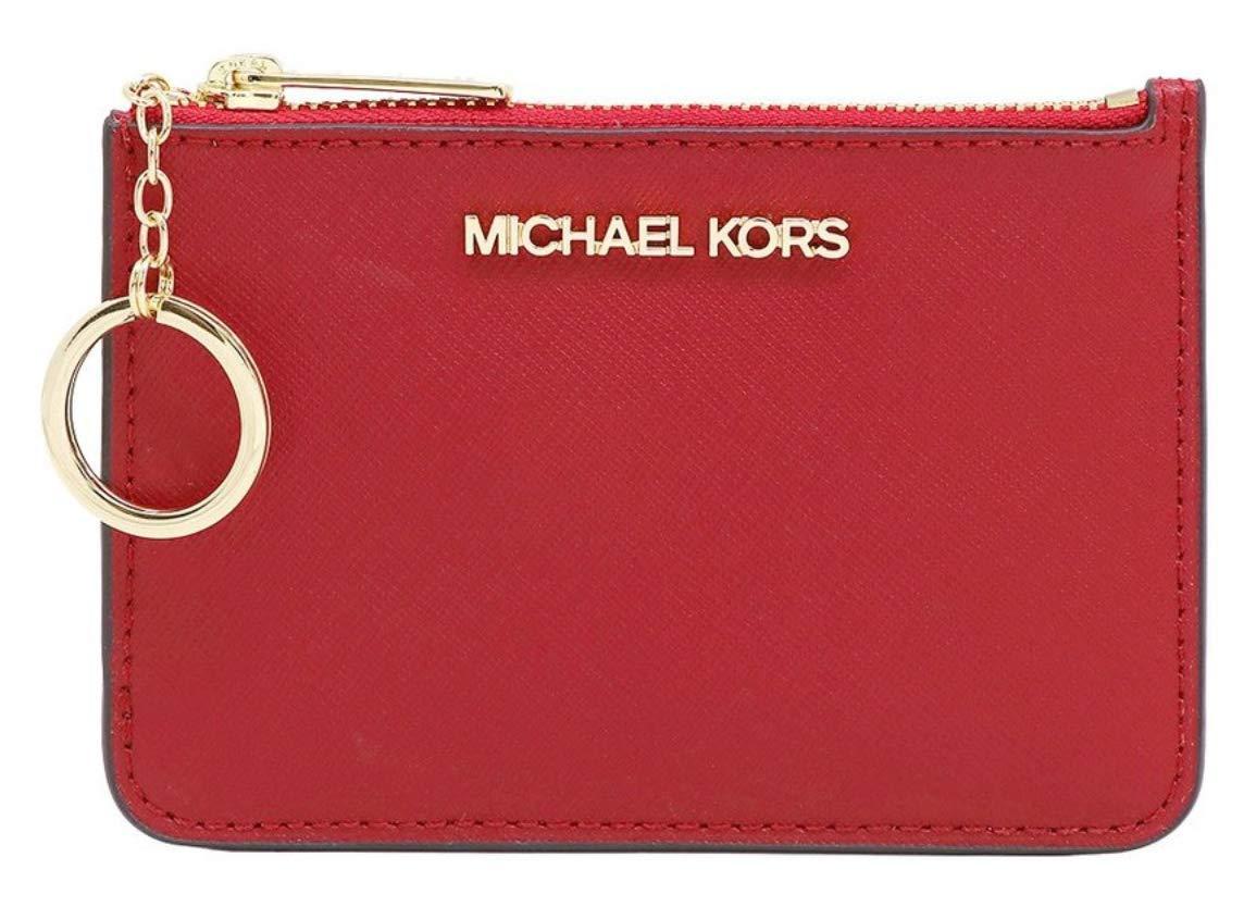 Michael Kors Jet Set Travel Small Top Zip Coin Pouch With Id Holder  Saffiano Leather in Red | Lyst UK