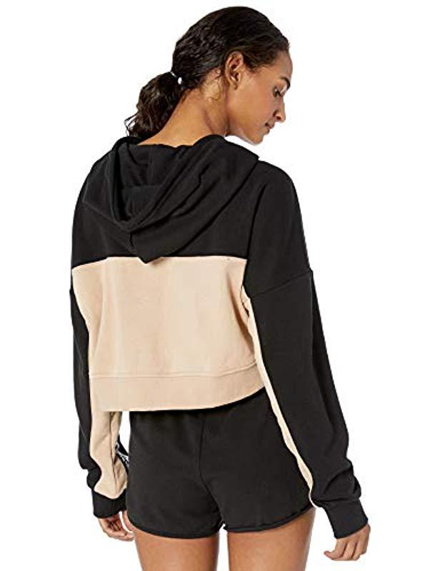 adidas Originals Cotton Cropped Hooded Sweatshirt in Ash Pearl/Black (Black)  - Lyst