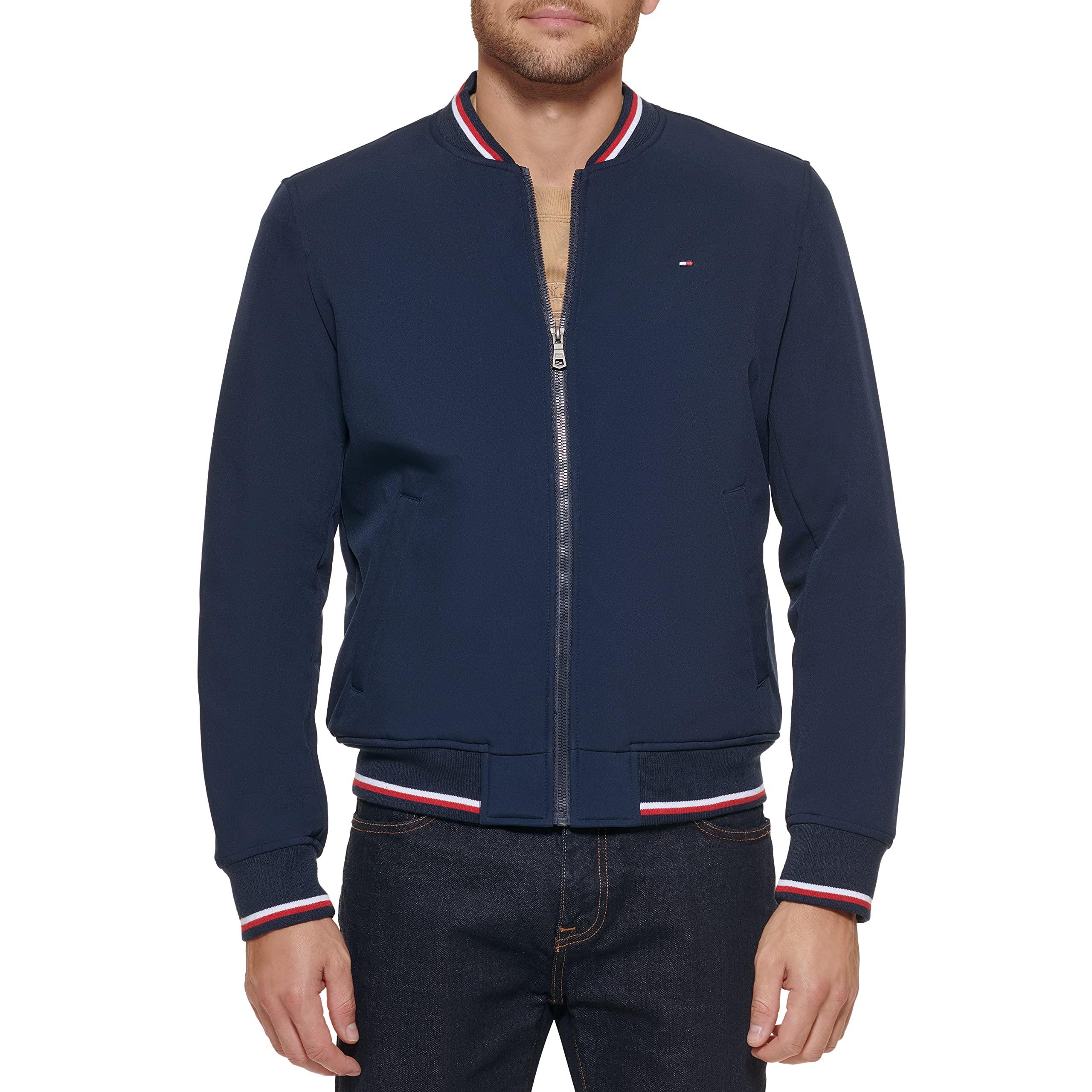Tommy Hilfiger Synthetic Lightweight Varsity Rib Knit Bomber Jacket in  Midnight Soft Shell (Blue) for Men - Save 20% | Lyst