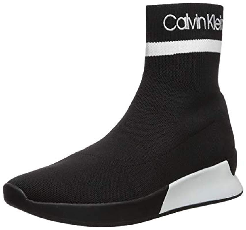 Calvin Klein Quan Stretch Knit Sneakers in Black | Lyst