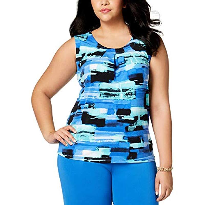 Kasper Womens Brush Stroke Topstich Ity Pleat Neck Cami