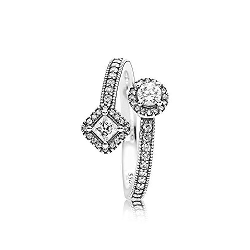 Sparkling square and 2024 circle open ring
