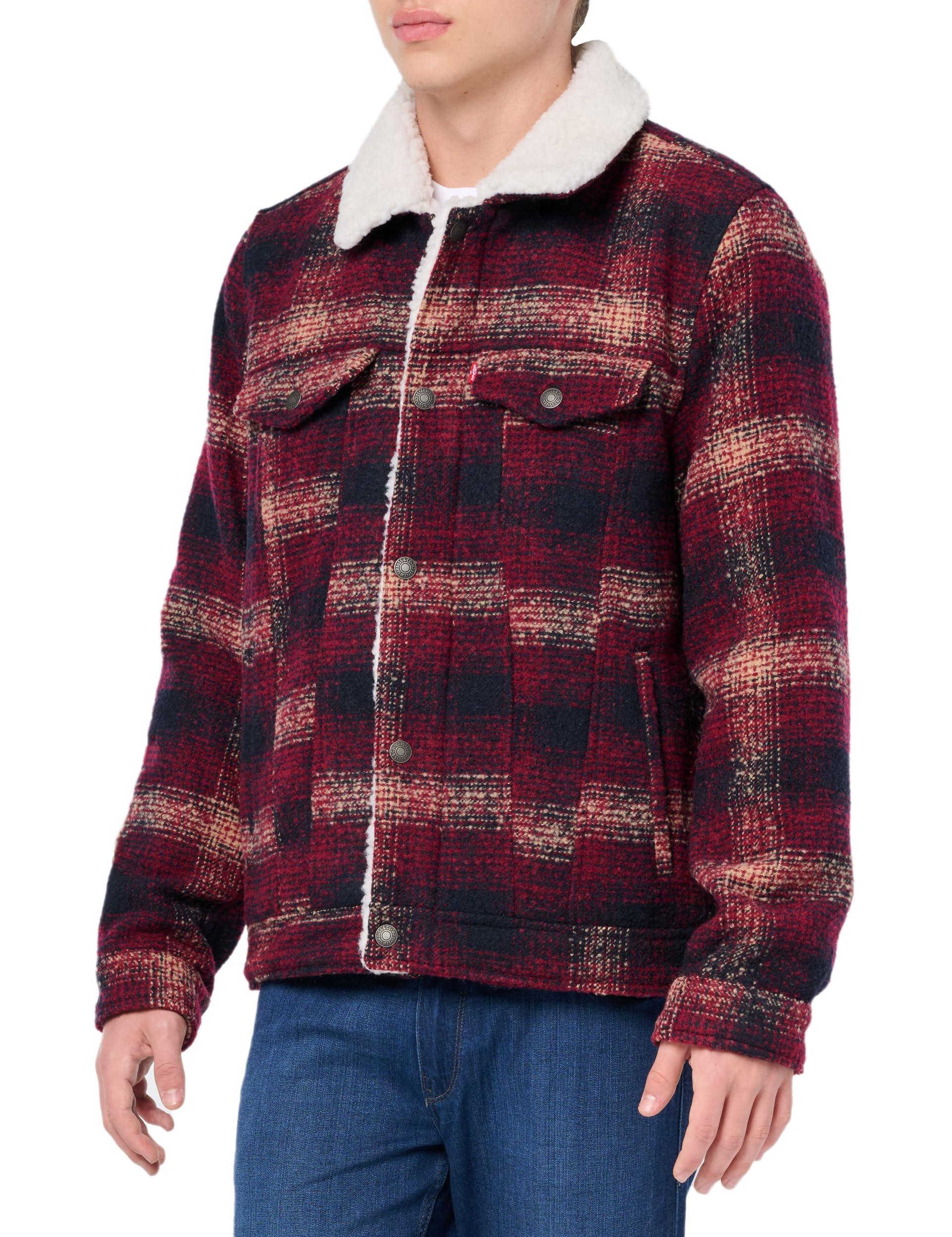 Levi s Wool Blend Plaid Trucker With Sherpa Lining in Red for Men Lyst UK