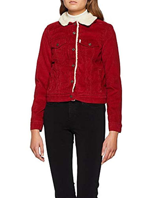 levi's sherpa trucker jacket red