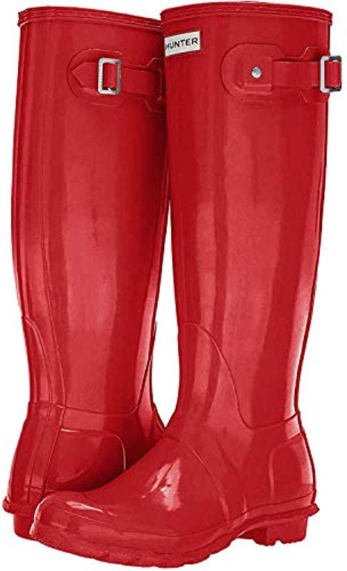 red gloss rain boots