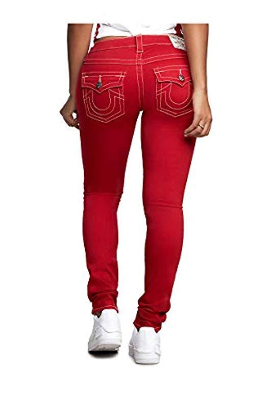 True Religion Stella Low Rise Skinny Jean in Red | Lyst
