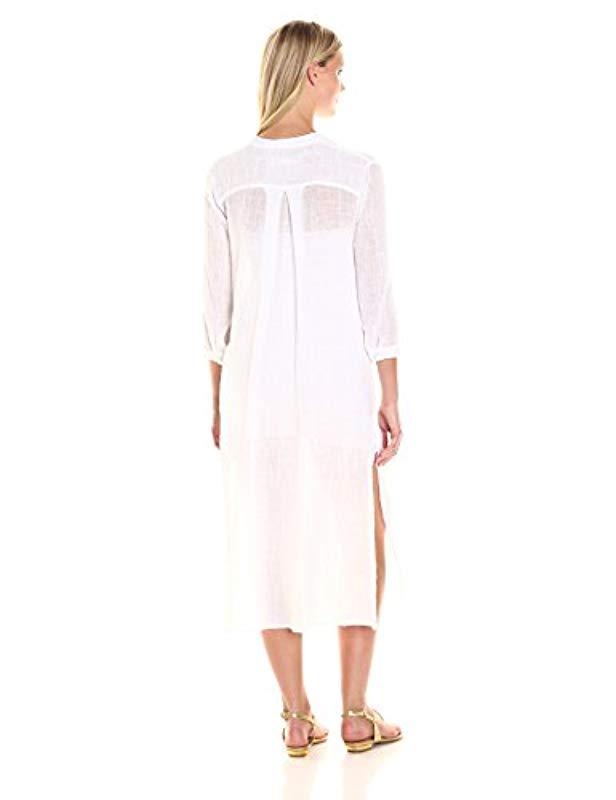 enza costa maxi shirt dress