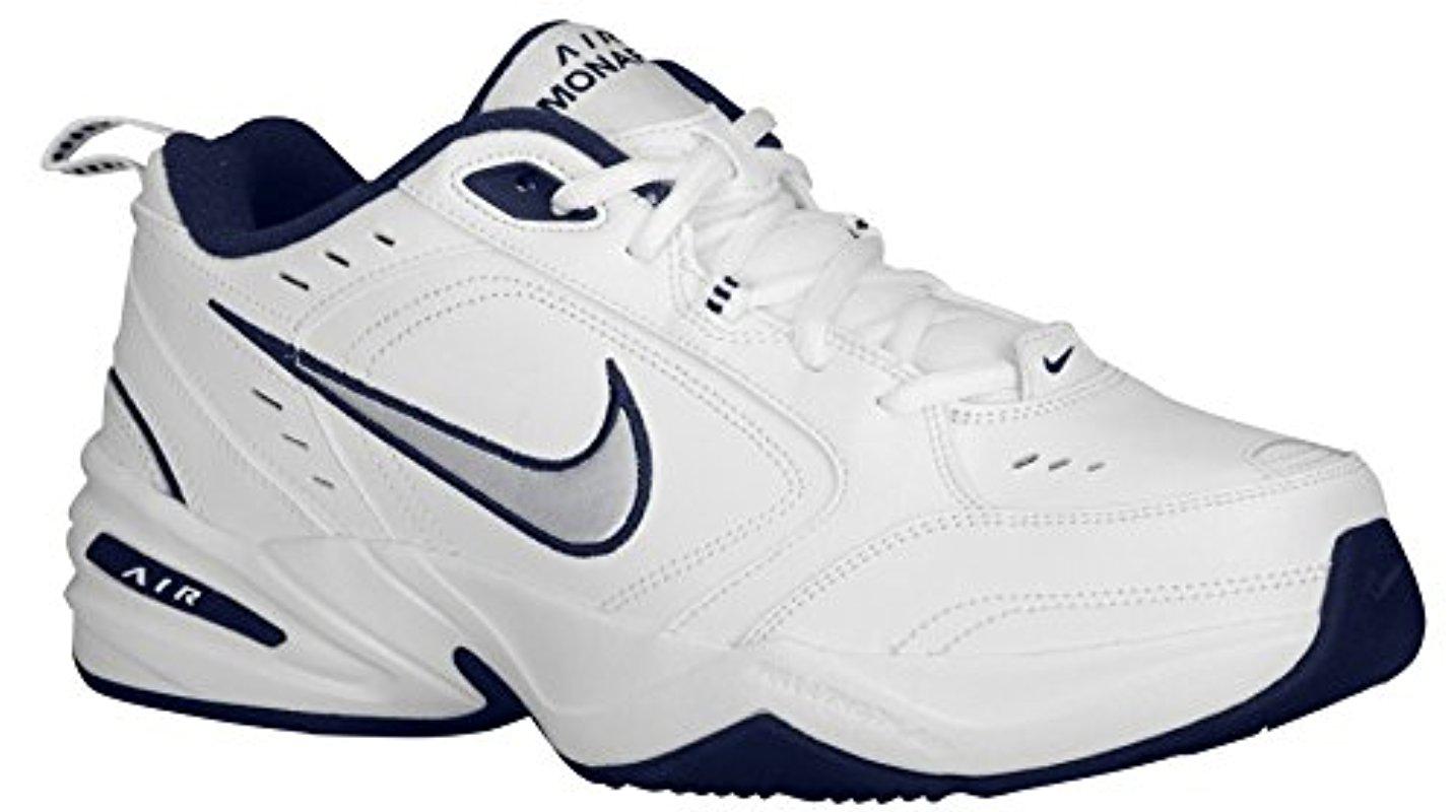 Nike Leather Air Monarch Iv Cross Trainer in White/Metallic Silver