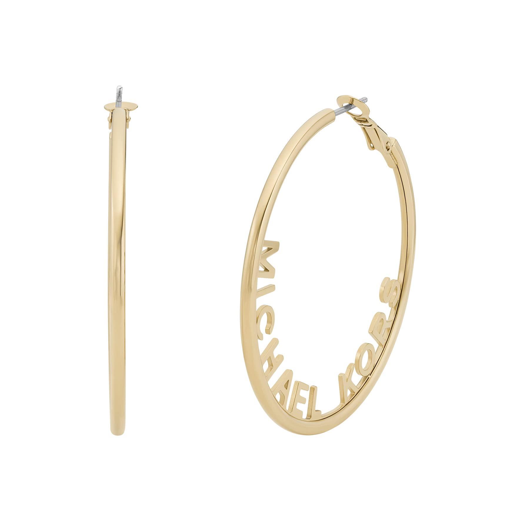 Michael Kors Gold-tone Stainless Steel Hoop Earrings in Metallic | Lyst