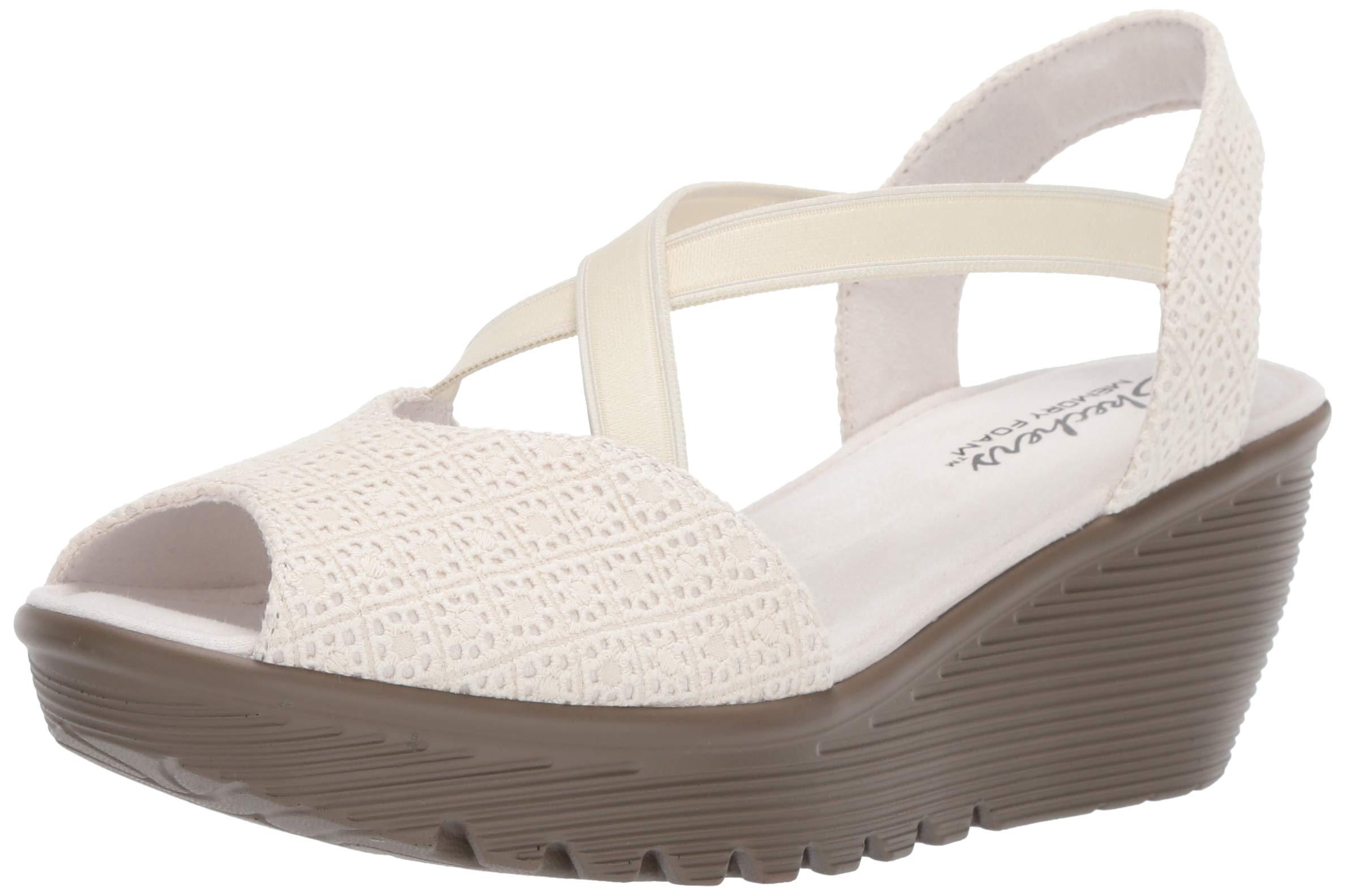 Constituir sin cable Ingresos Skechers Parallel-peep Toe Gore Slingback Wedge Sandal | Lyst