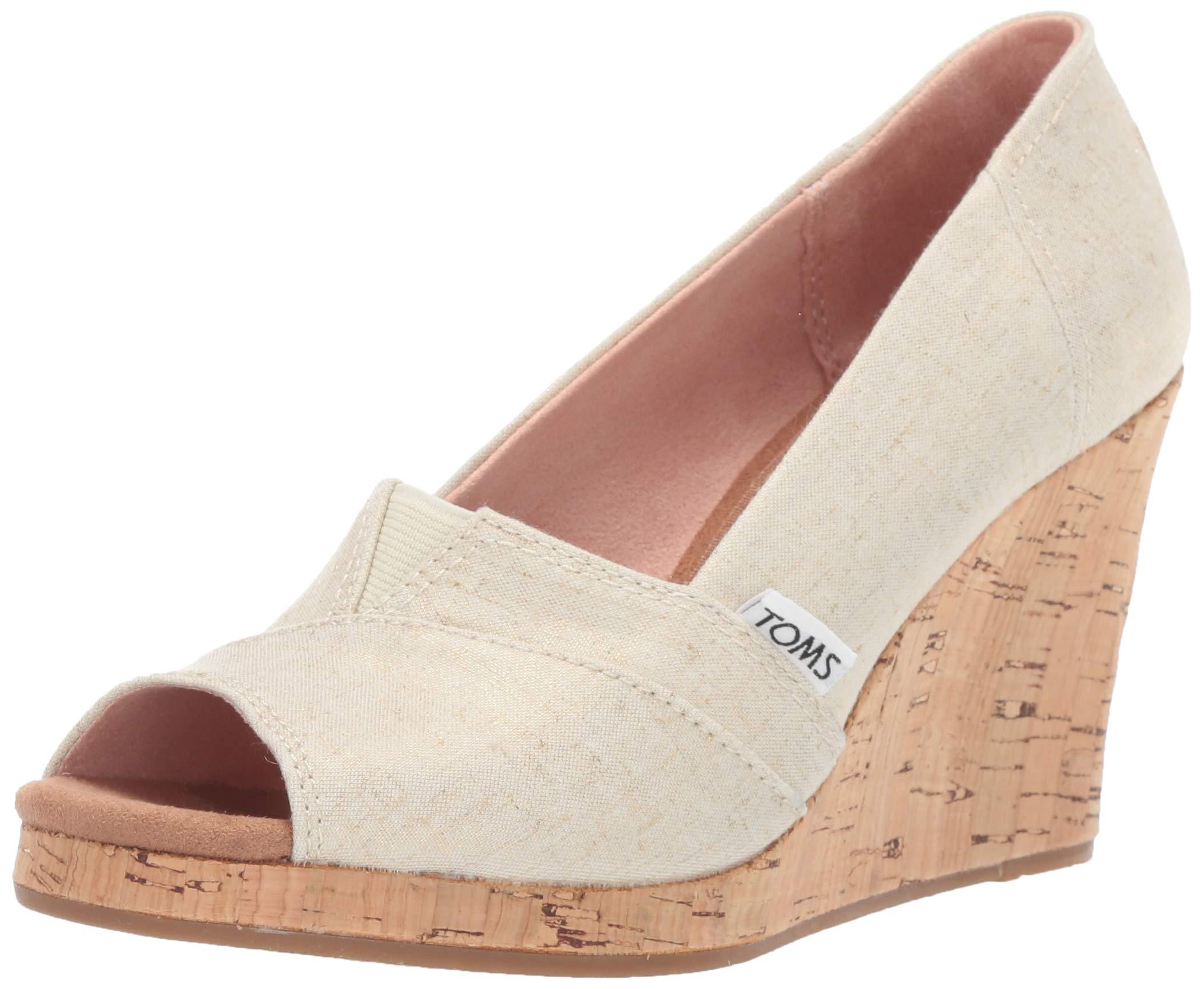 natural shimmer canvas suede women's monica mule wedges