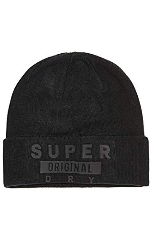 Superdry Super Logo Beanie in Black for Men - Lyst