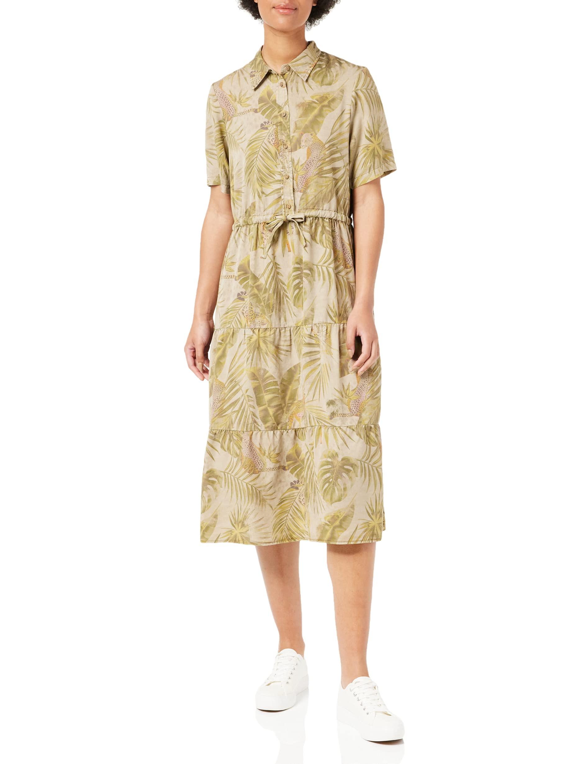 Desigual Short Sleeve Buttoned Floral Dress in Brown | Lyst