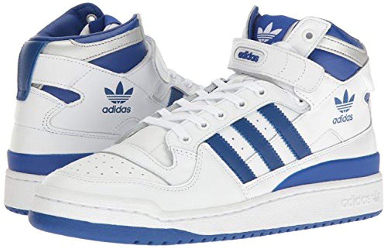 adidas Originals Leather Forum Mid Refined Fashion Sneakers in Blue for ...
