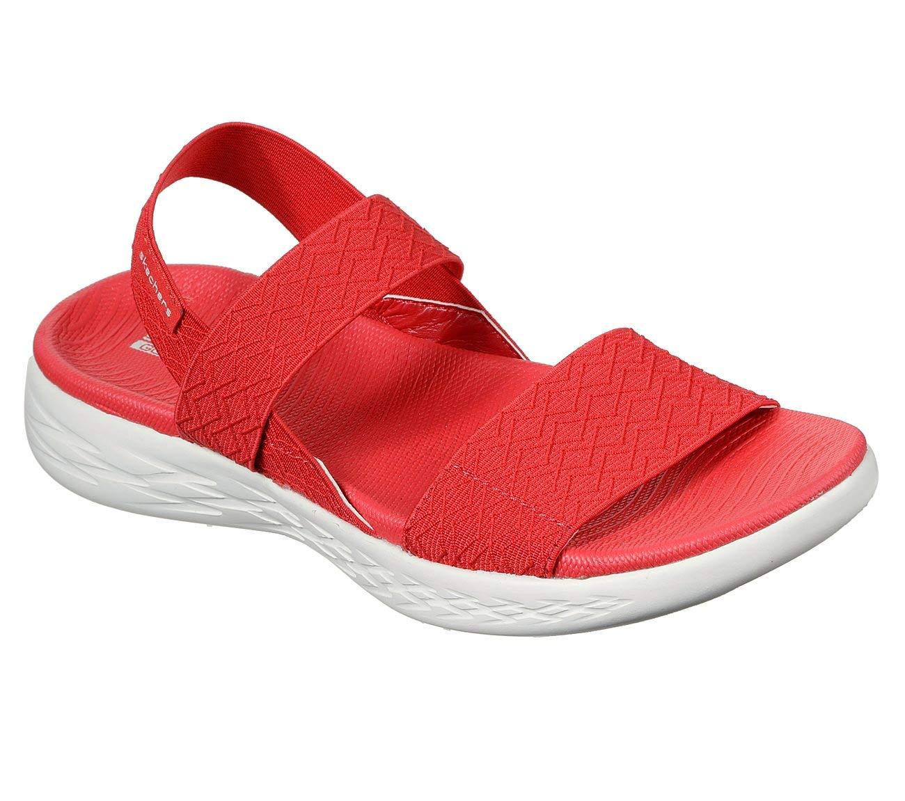 red skechers sandals