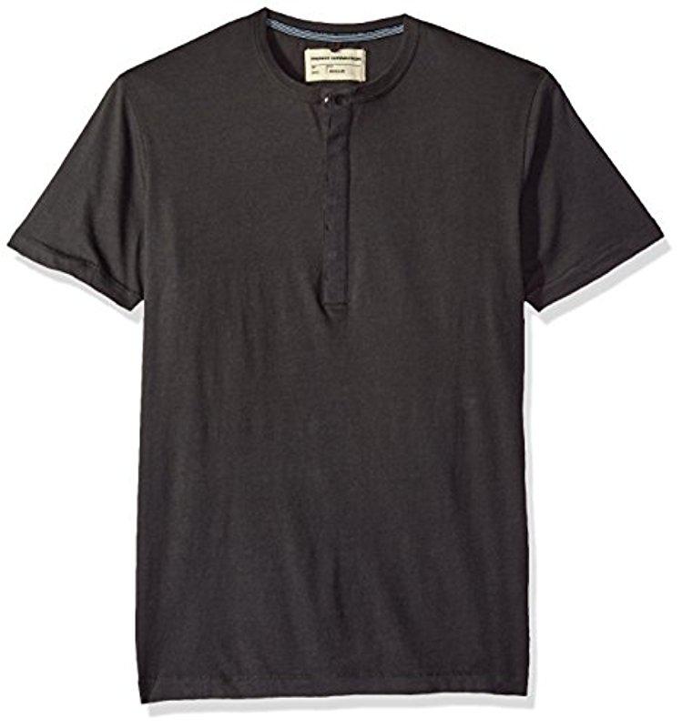 French Connection Mens 3 Button Solid Color Cotton Henley Shirt