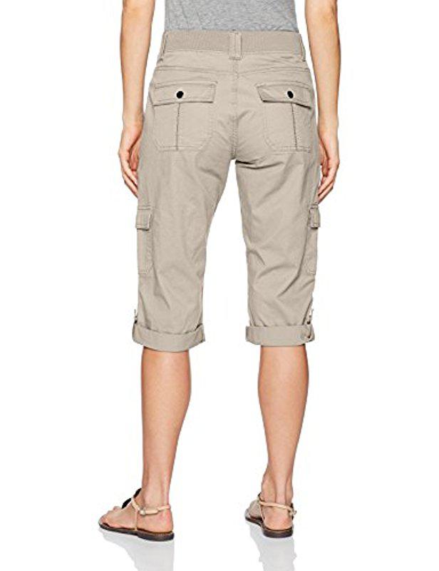 Lee Jeans Relaxed Fit Skye Knit Waist Cargo Capri Pant, in Natural