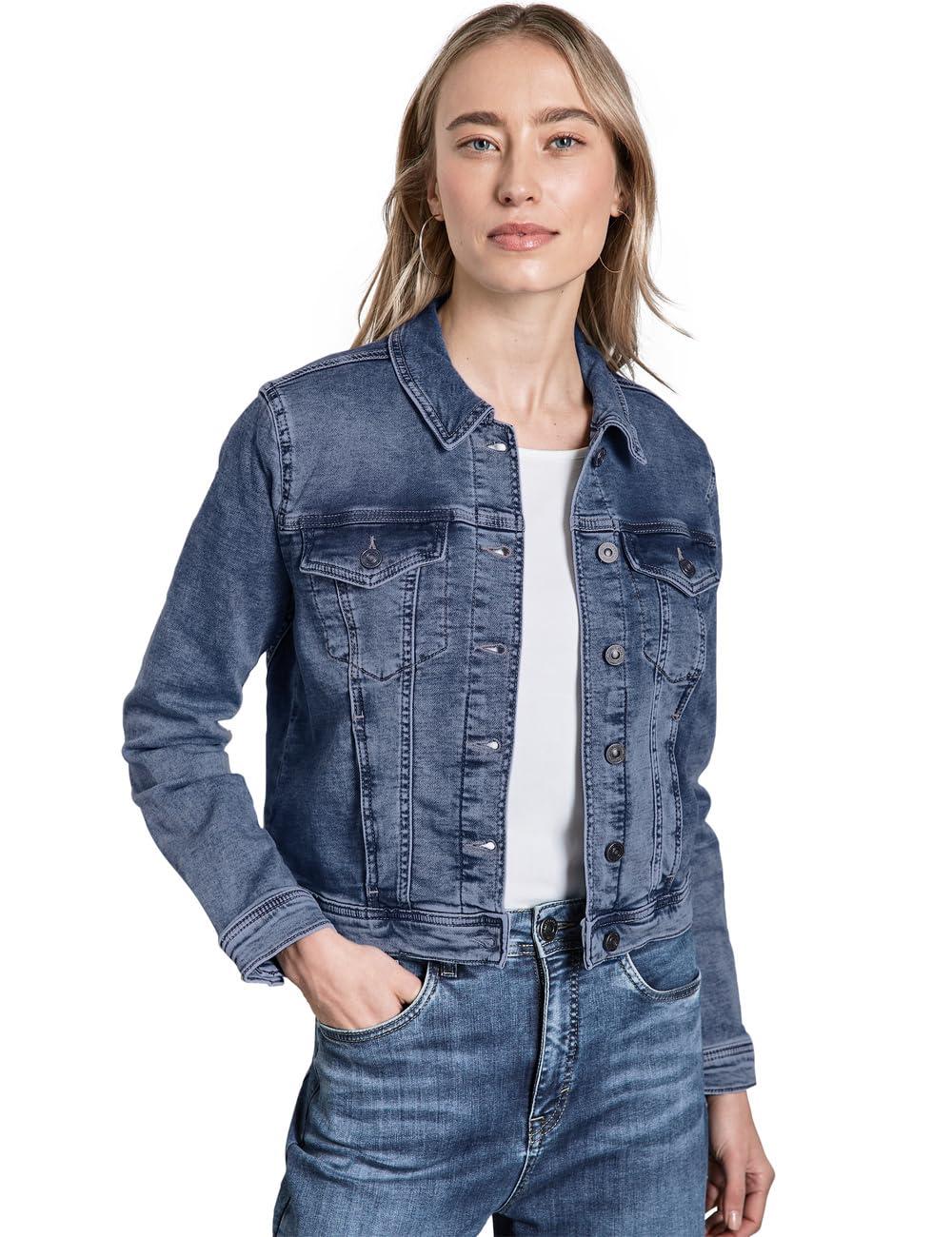Street One Damen Jeansjacke Gestreift – Mit Kragen, Knopfleiste & Brusttaschen – Lässiger Style Für Jeden Tag