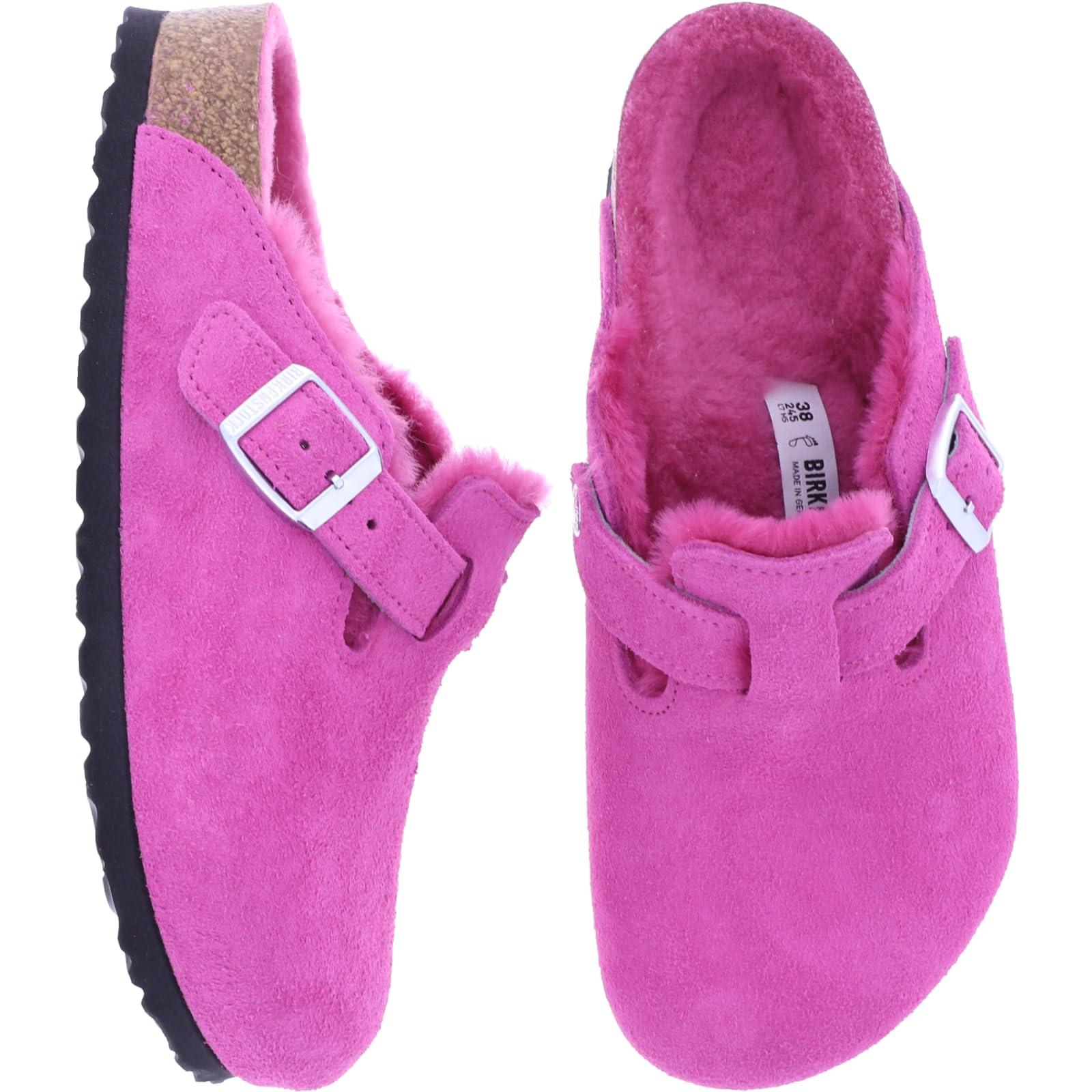 Birkenstock Boston mit Lammfell Fuchsia Tulip Lammfellfutter