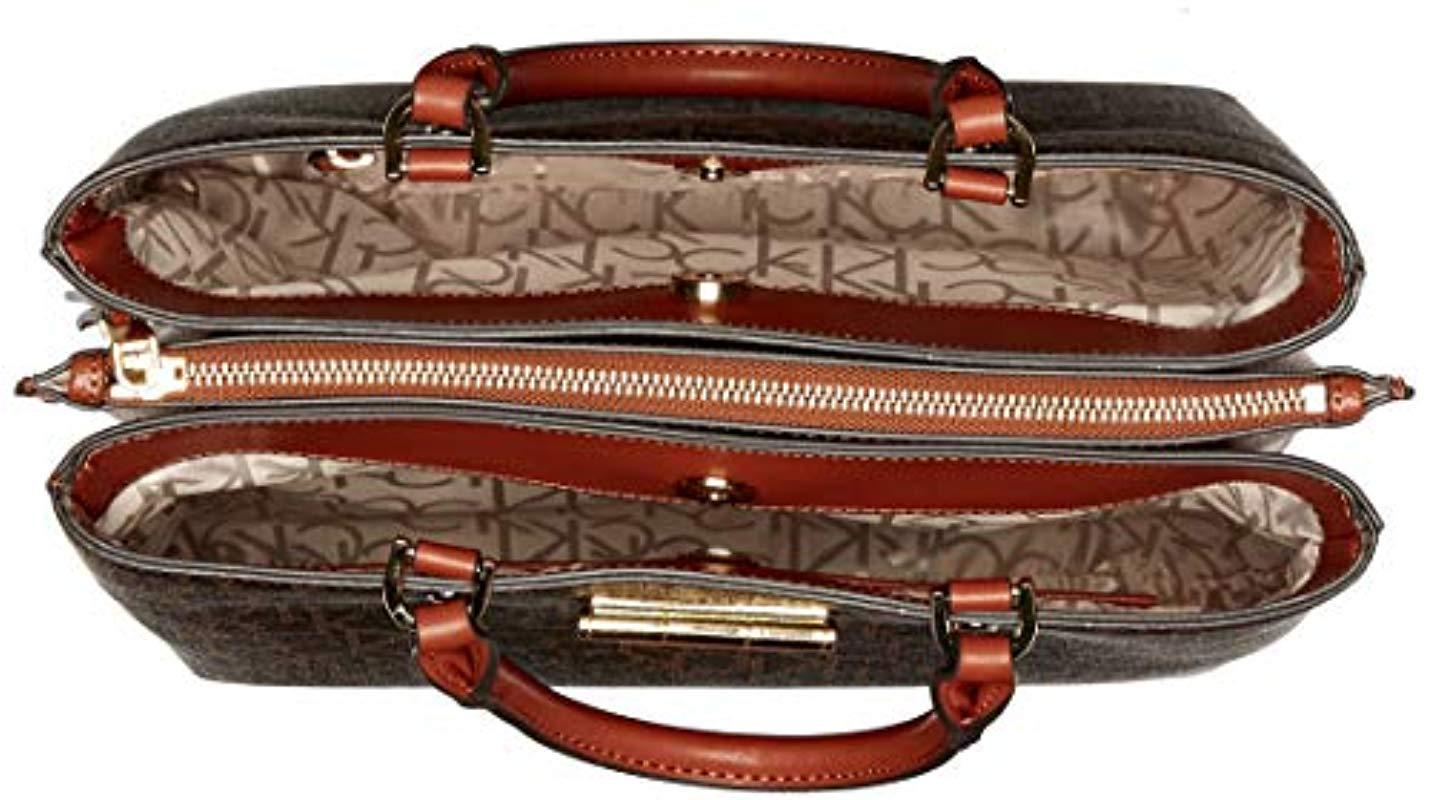 calvin klein dani leather satchel