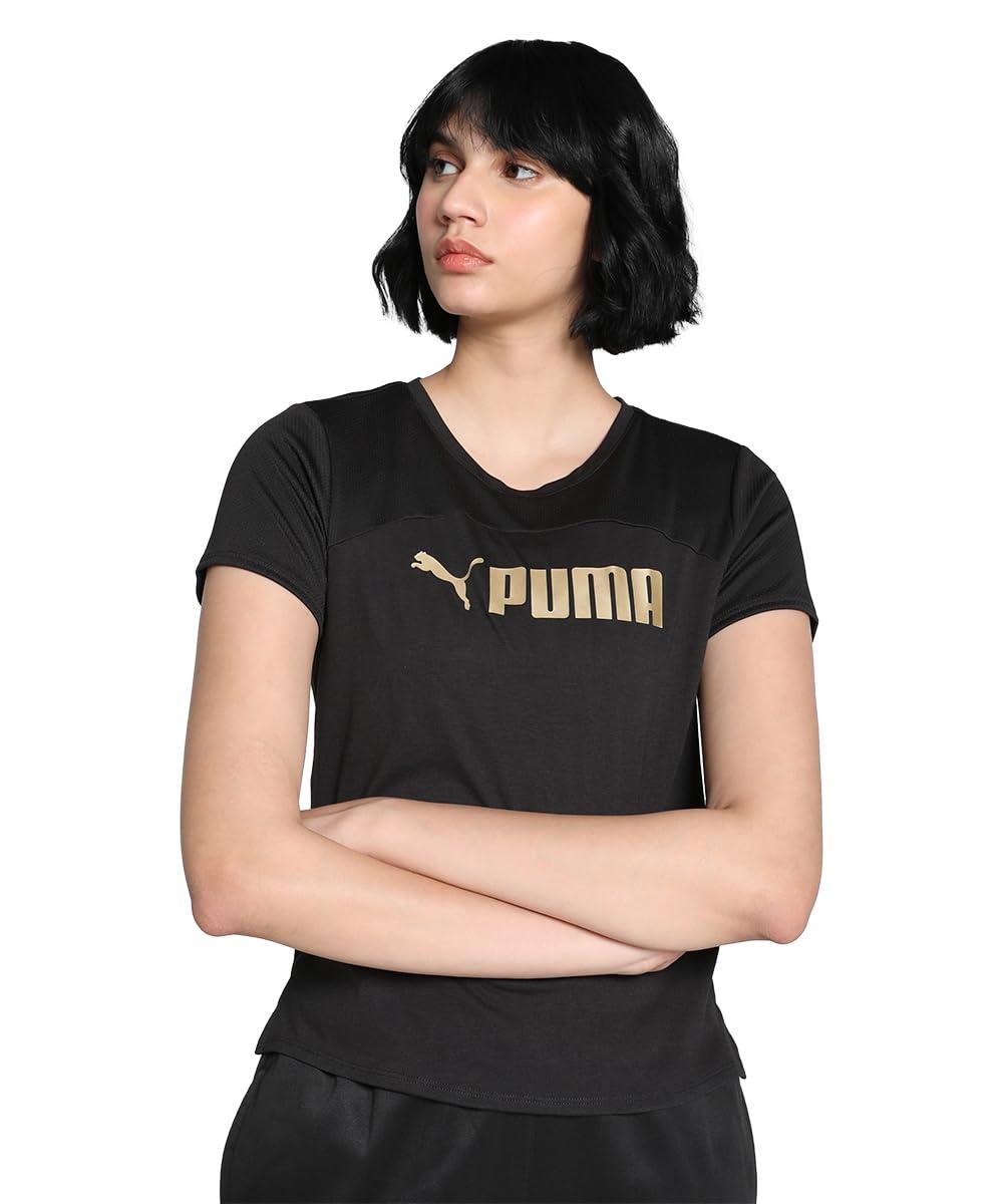 PUMA Fit Logo Ultrabreathe Trainingsshirt schwarz/Gold in Schwarz | Lyst DE | Funktionsshirts