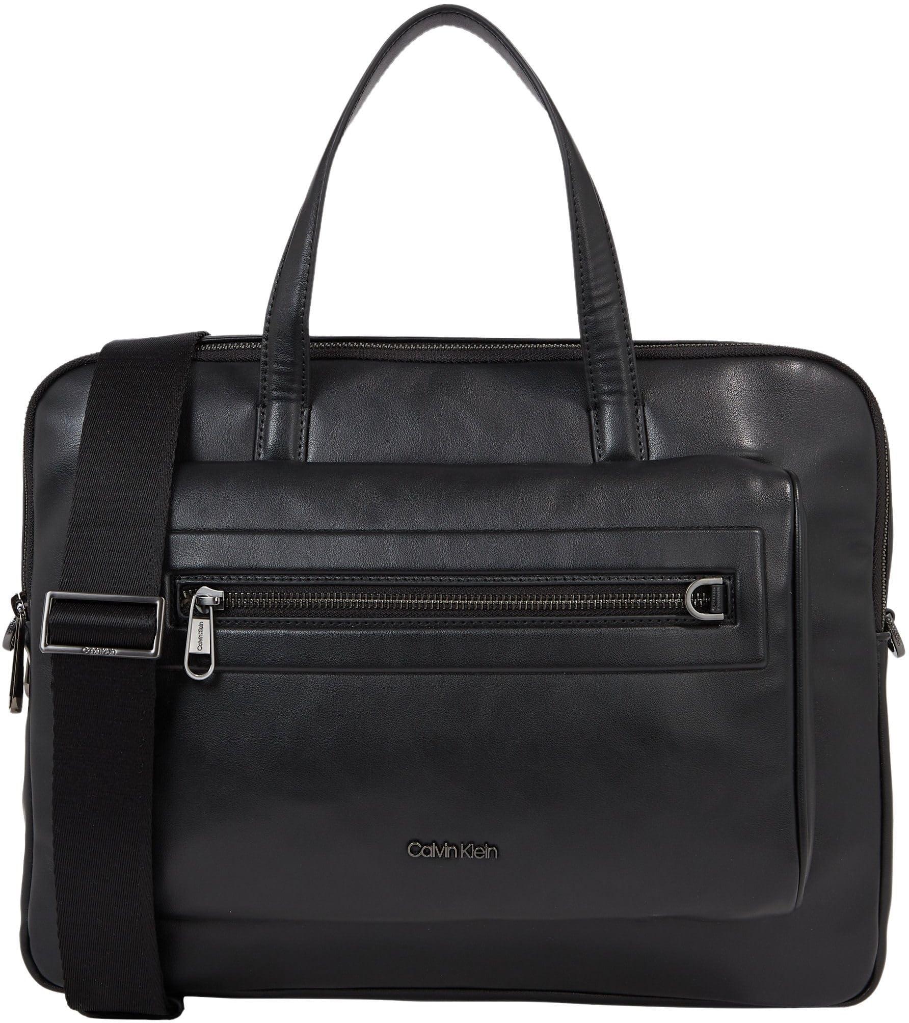 Calvin Klein Laptop Bag Elevated Faux Leather in Black for Men